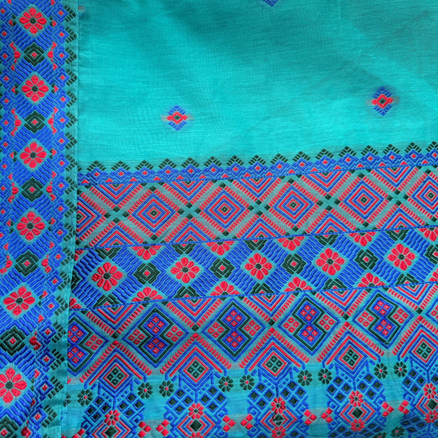 Neelphool - Blue Cotton-Silk Saree with Assamese motifs