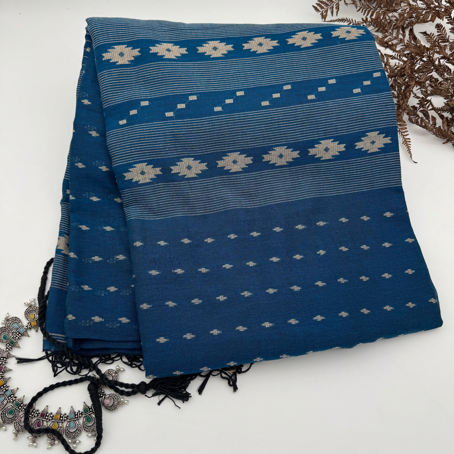 Neel Hopun – Blue Cotton Assam Handloom Saree