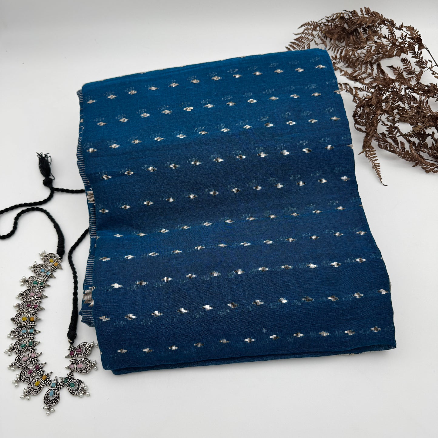 Neel Hopun – Blue Cotton Assam Handloom Saree