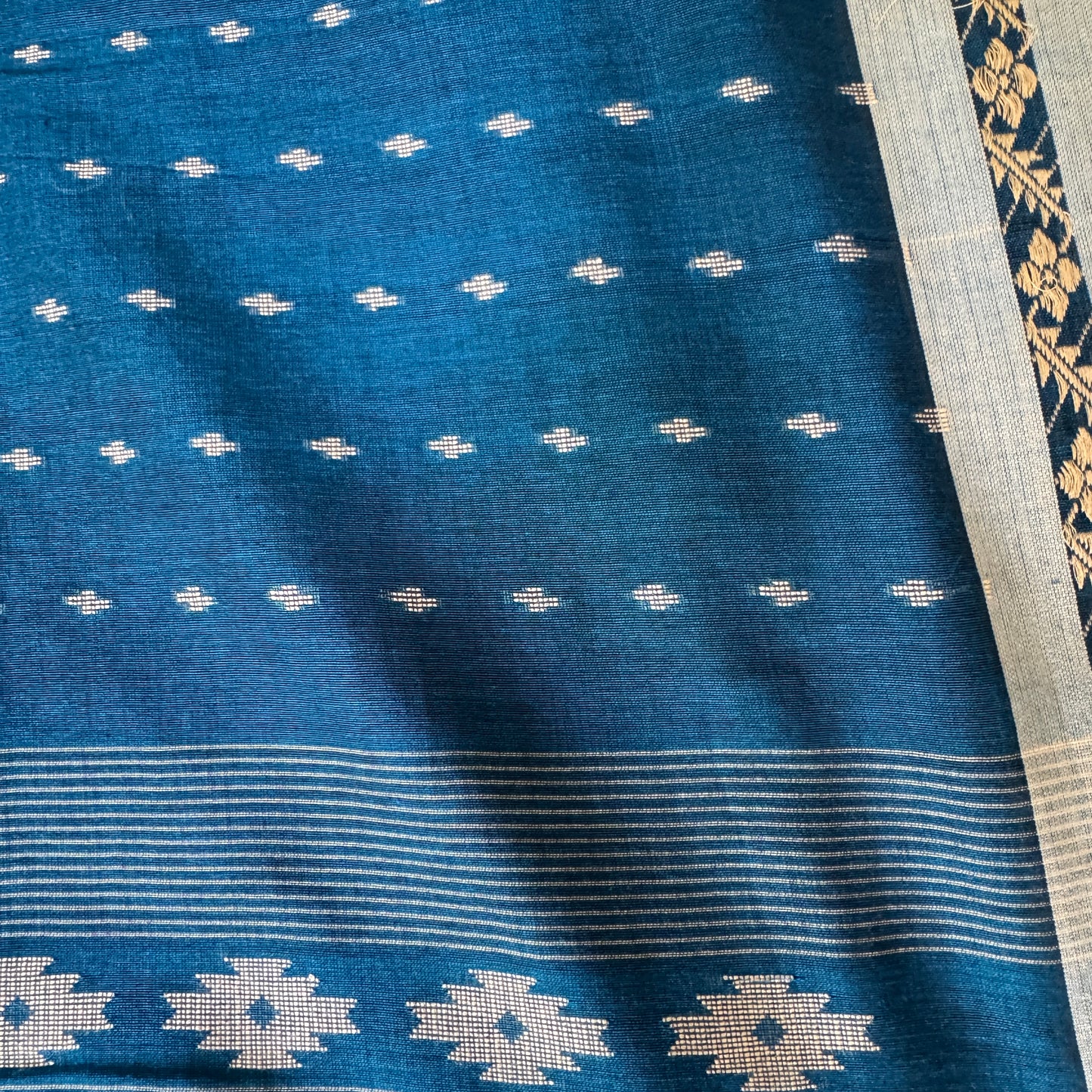 Neel Hopun – Blue Cotton Assam Handloom Saree