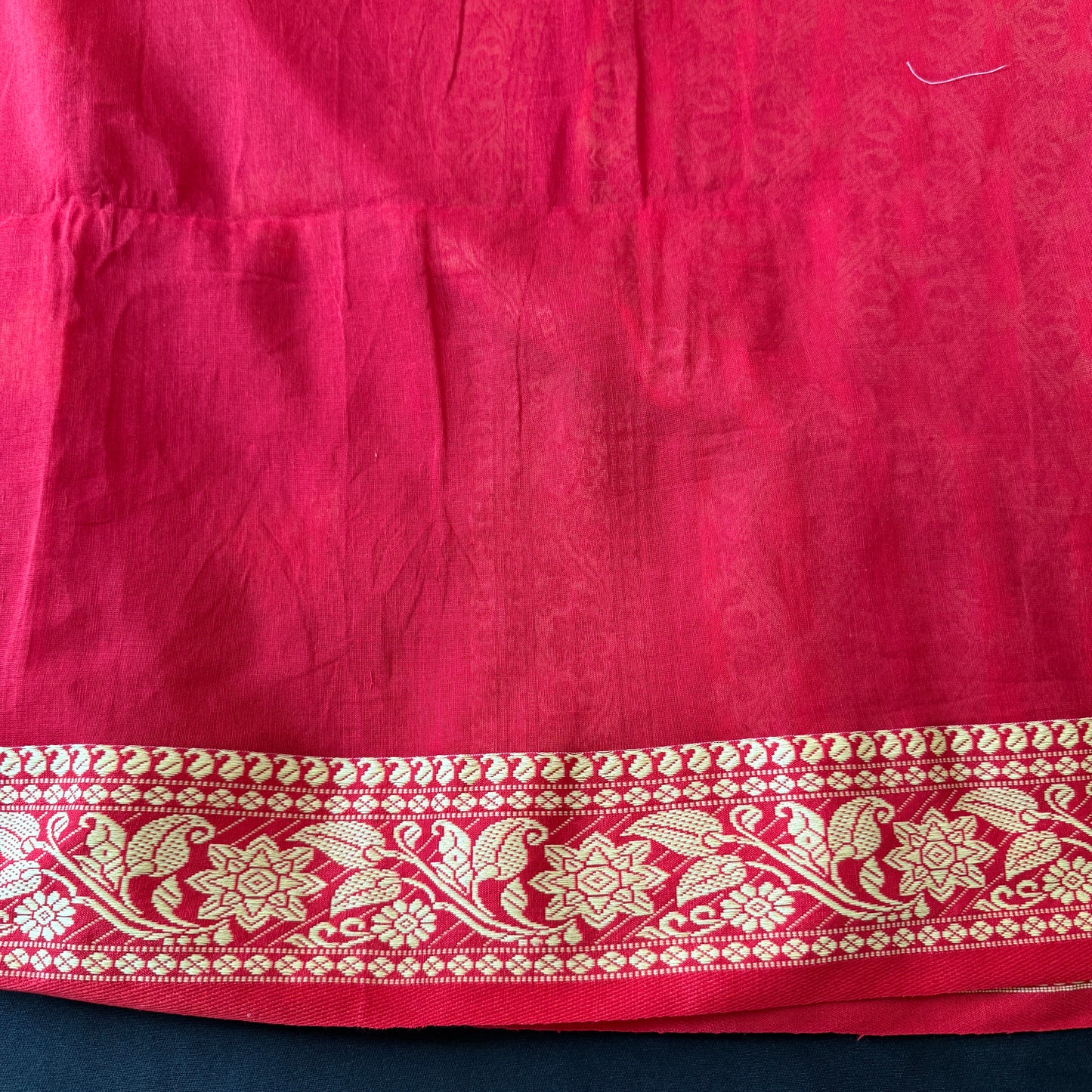 Raktakamal: Red Assam Handloom Cotton Saree