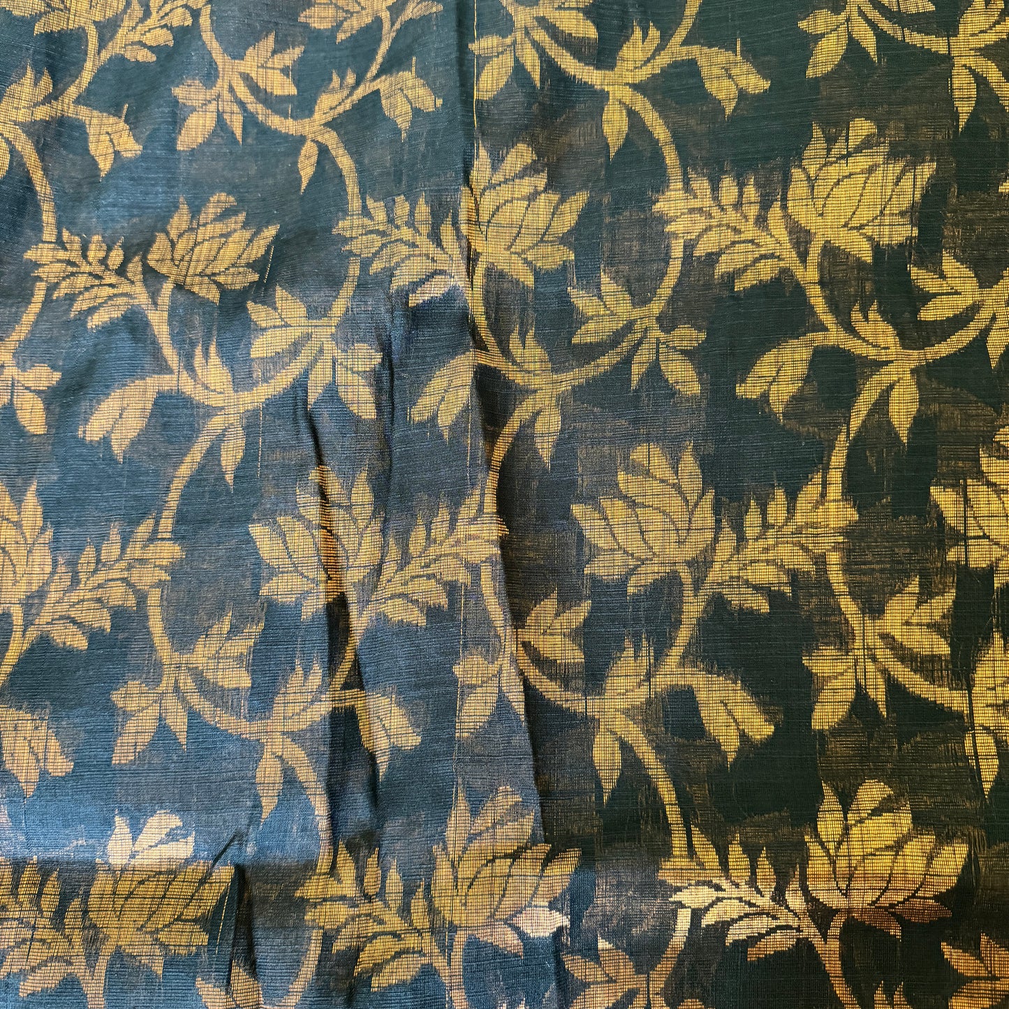 Raunak - Black Cotton-Silk Saree with Copper Zari