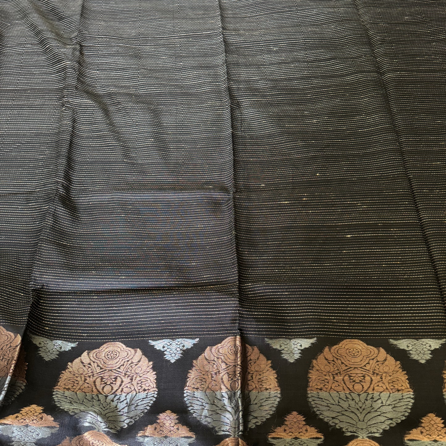 Black Ghicha Matka Silk Saree with Zari Motifs