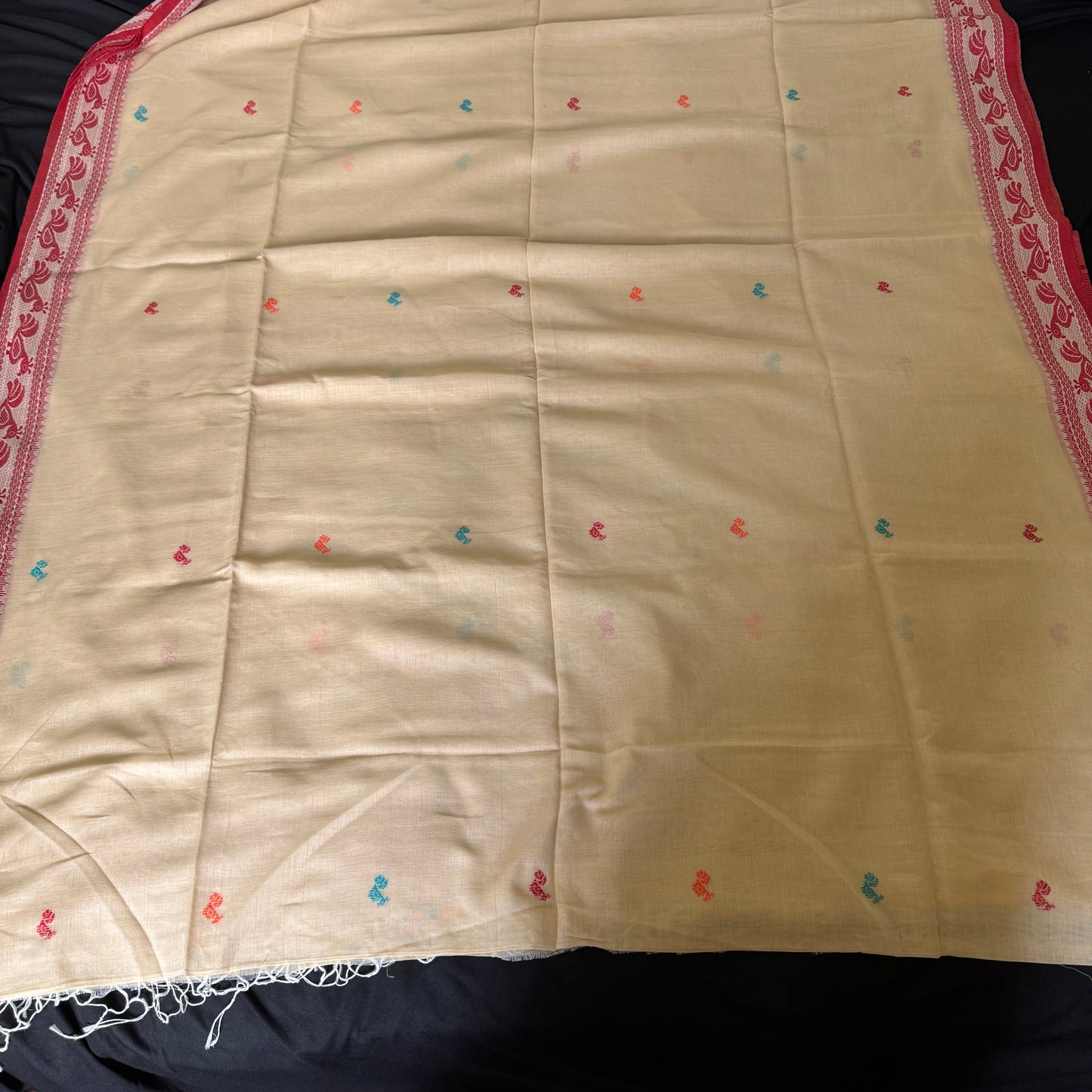 Haash-Pakhi: Beige Cotton Handloom Saree