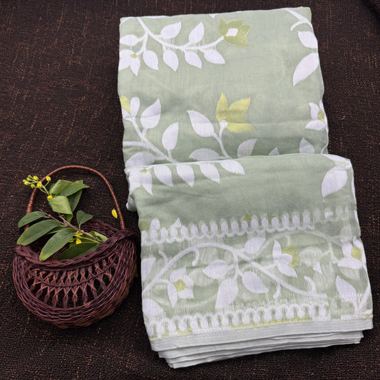 Shobuj Shondhya: Cotton Handloom Saree with Jamdani Motifs