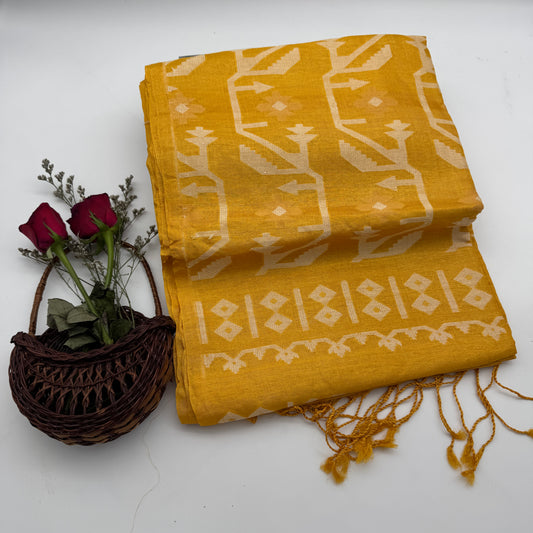 Shonaar Tara: Tussar Silk saree with Jamdani Motifs
