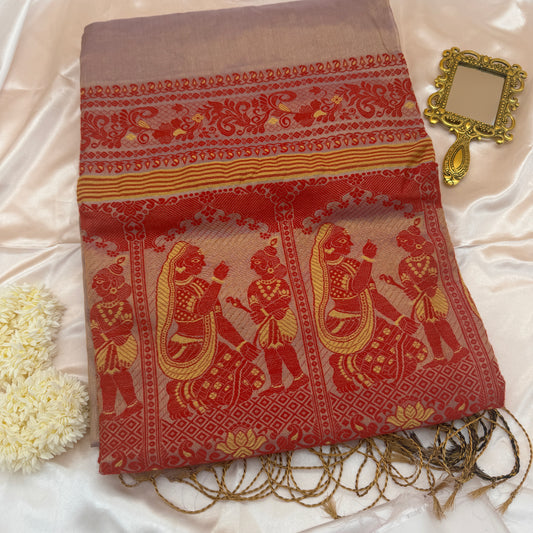 Raag-Rang: Gold Tissue Silk Baluchari Saree