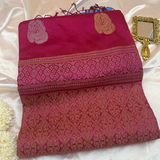 Gulaabi Baag: Pink Tissue Silk Saree