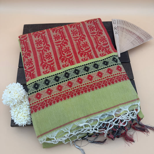 Aamresh: Lime Green Cotton Saree