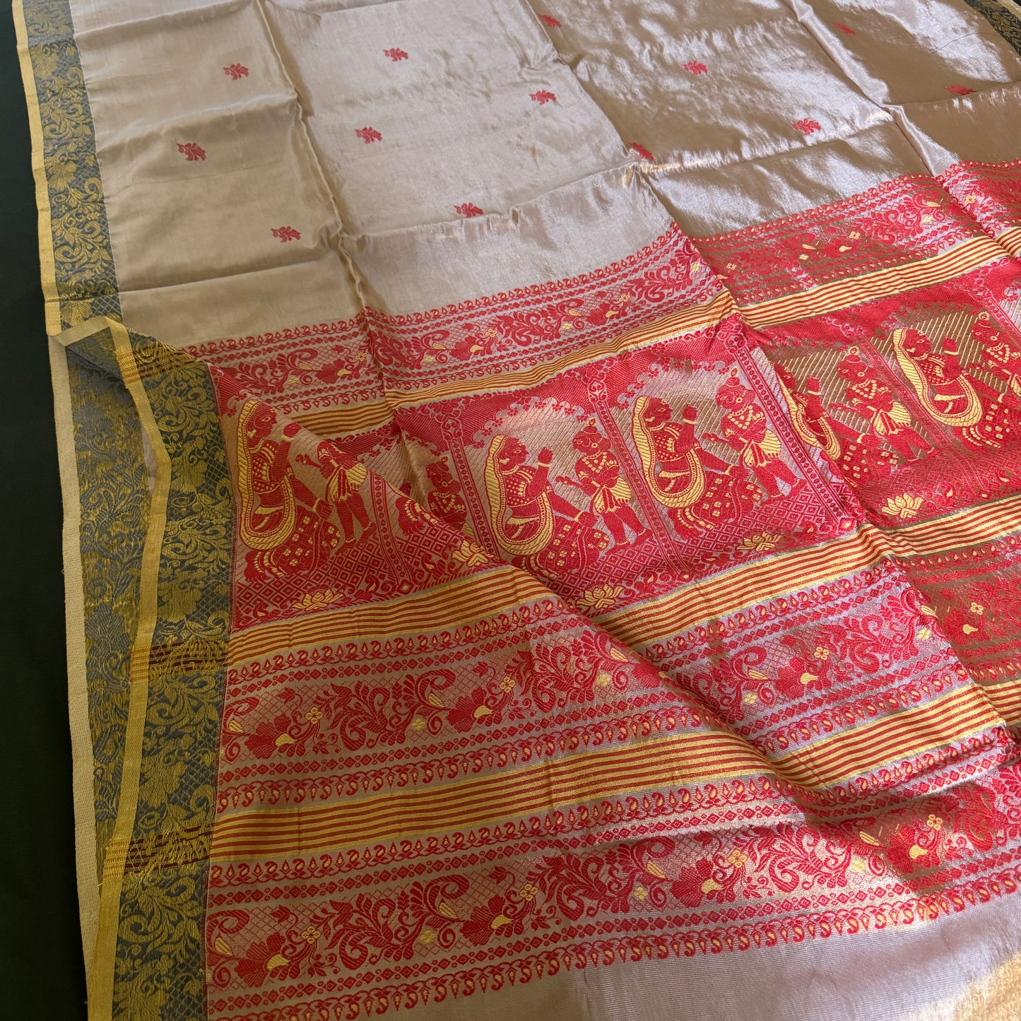 Raag-Rang: Gold Tissue Silk Baluchari Saree