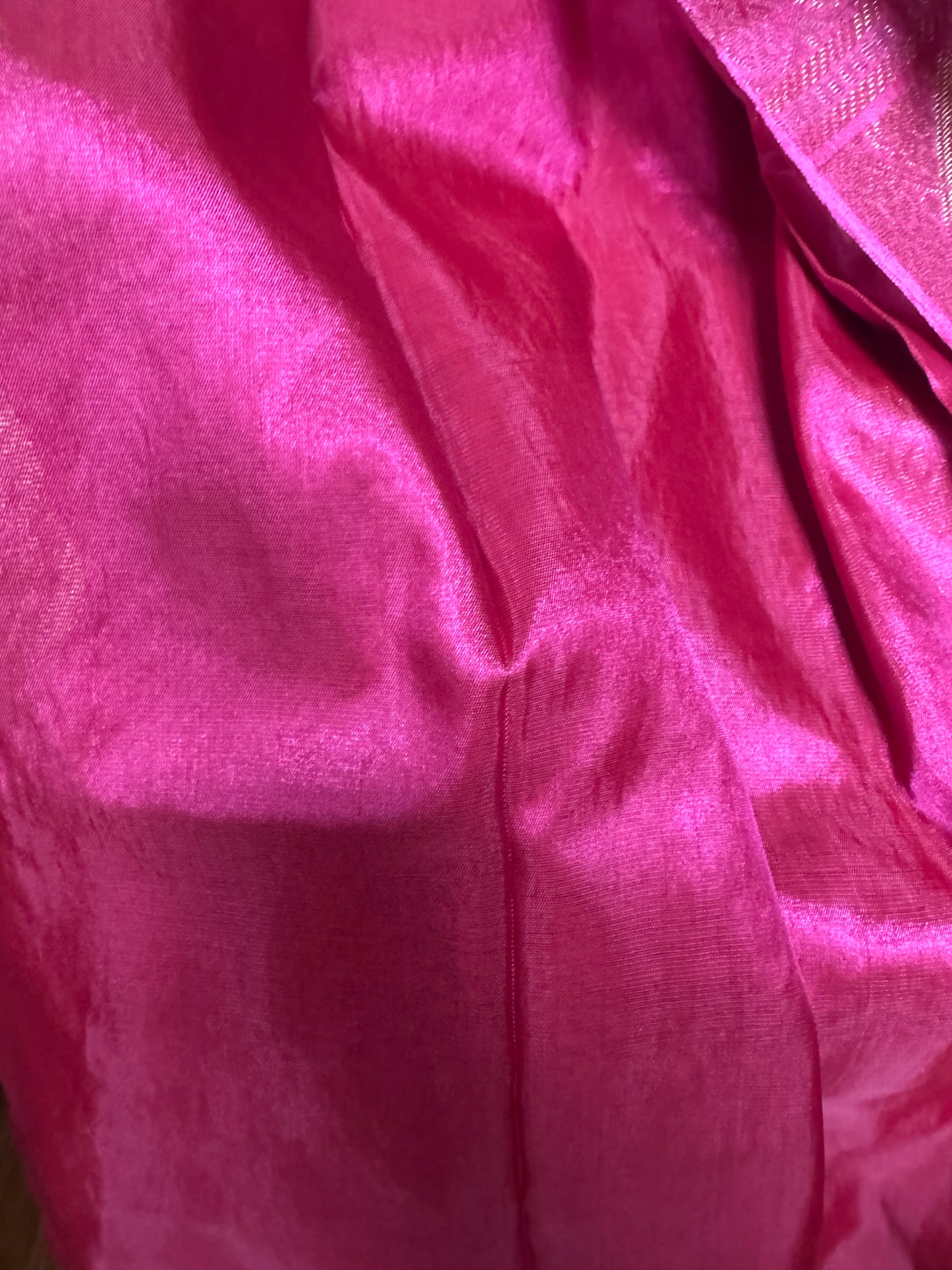Gulaabi Baag: Pink Tissue Silk Saree