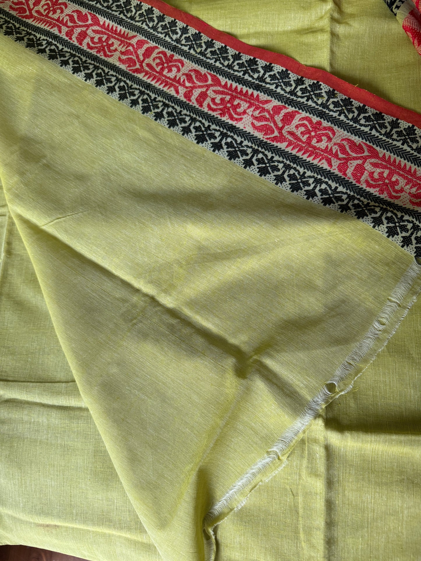 Aamresh: Lime Green Cotton Saree