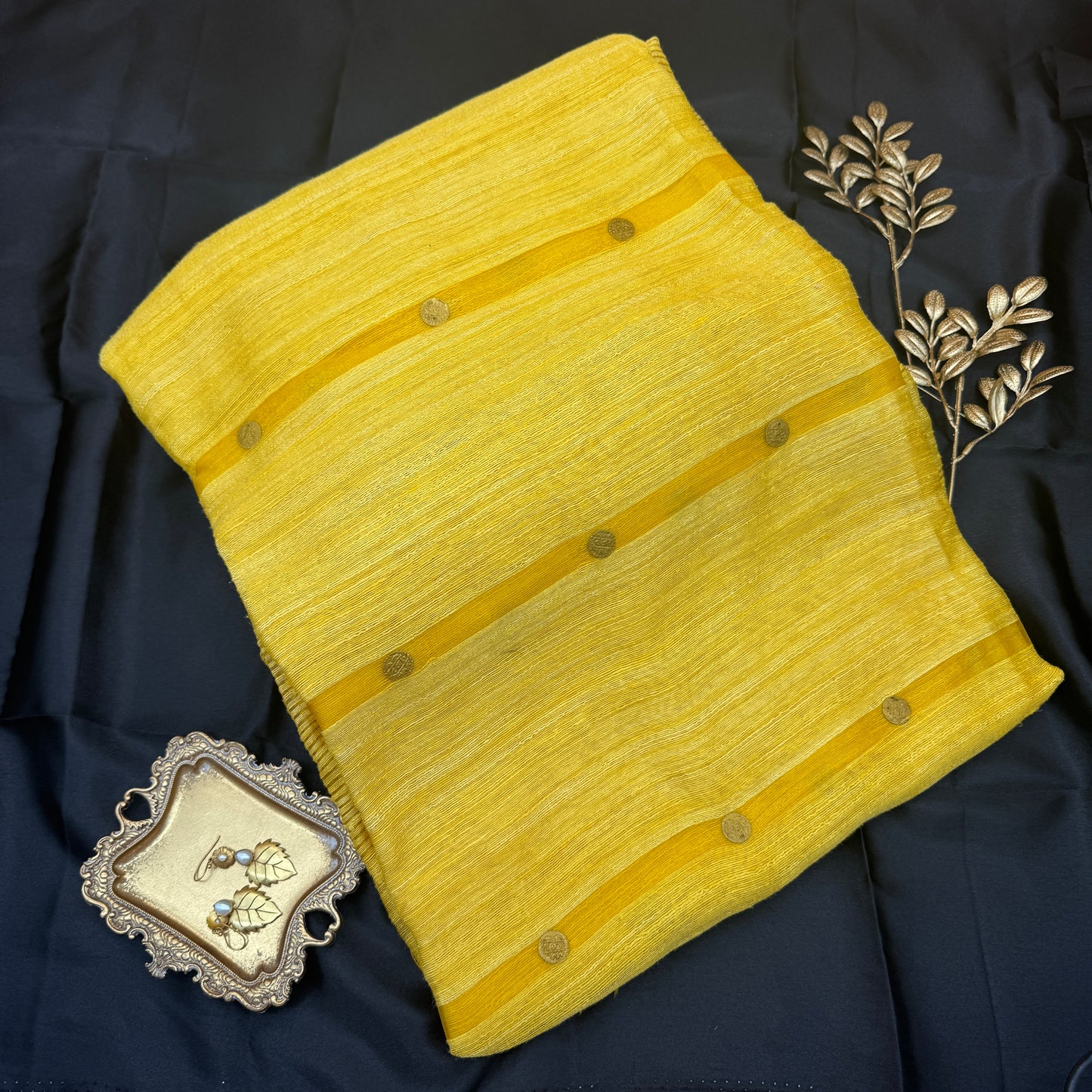 Mohar: Yellow Handwoven Matka Silk Saree