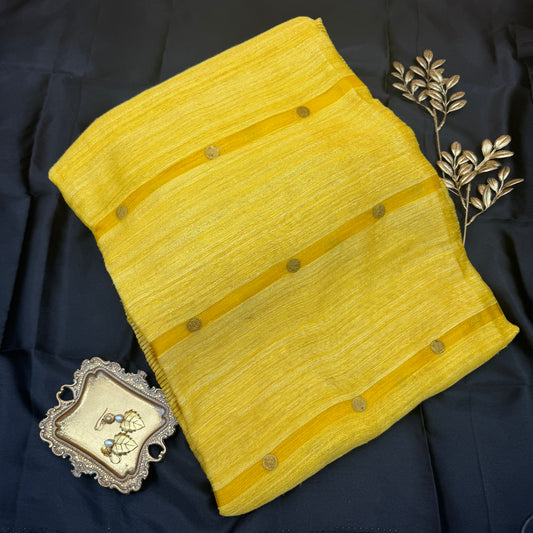 Mohar: Yellow Handwoven Matka Silk Saree