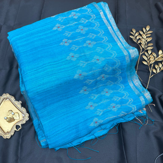 Neelanjana: Blue Handwoven Matka Silk Saree