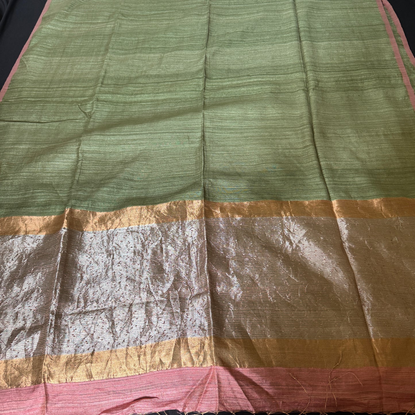 Aarohi: Green Handwoven Matka Silk Saree with Sequins