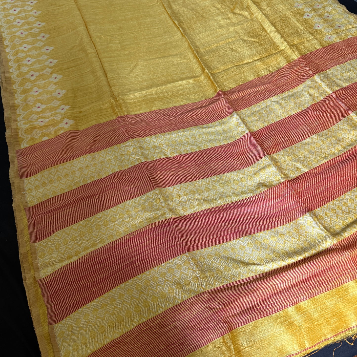 Suvarnakamal: Yellow Handwoven Matka Silk Sari