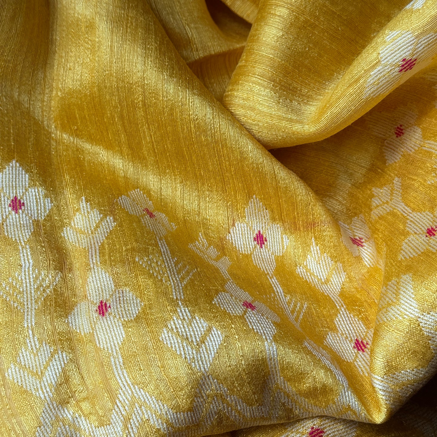 Suvarnakamal: Yellow Handwoven Matka Silk Sari