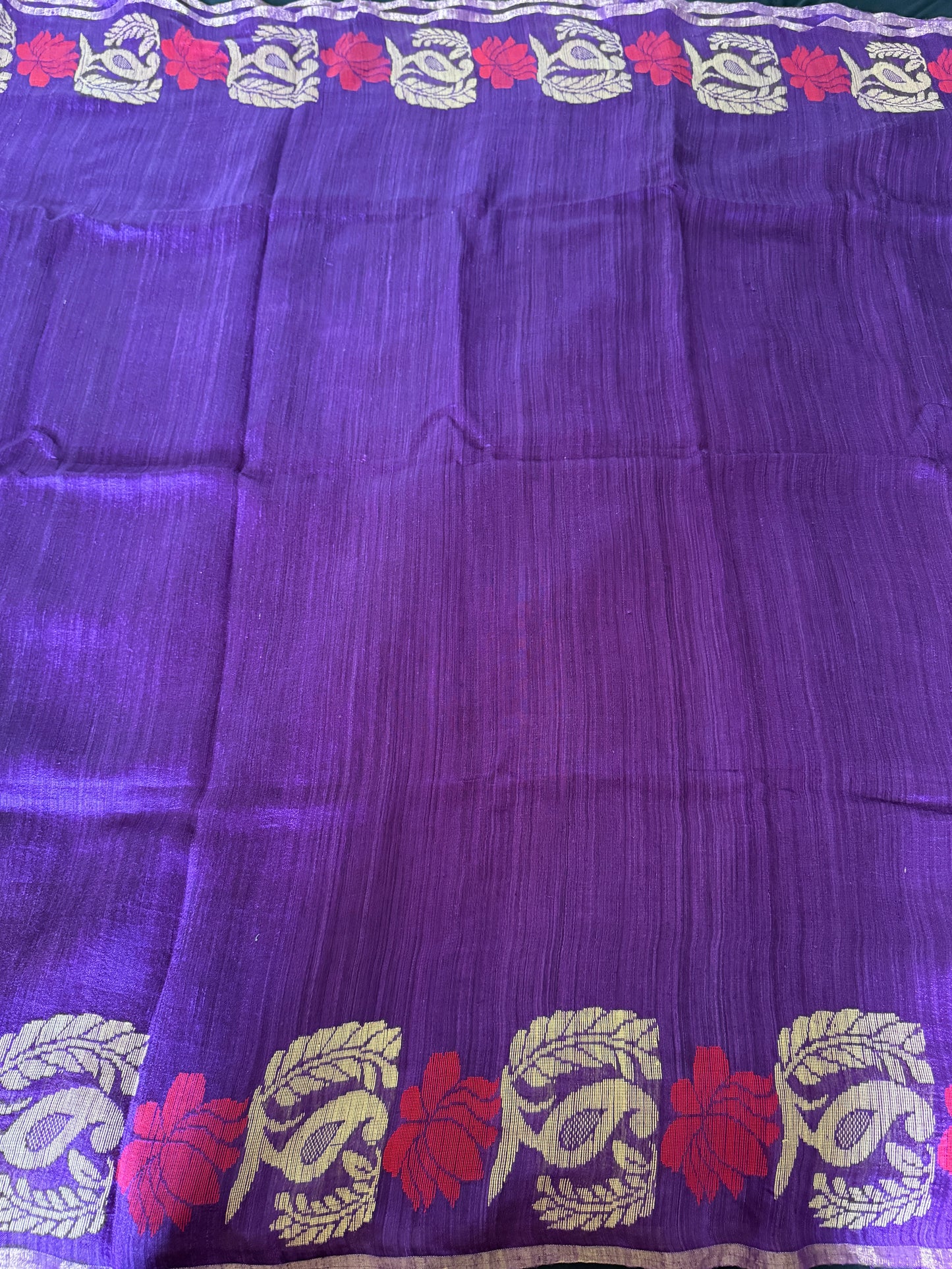 Bornolota: Purple Handwoven Matka Silk Saree
