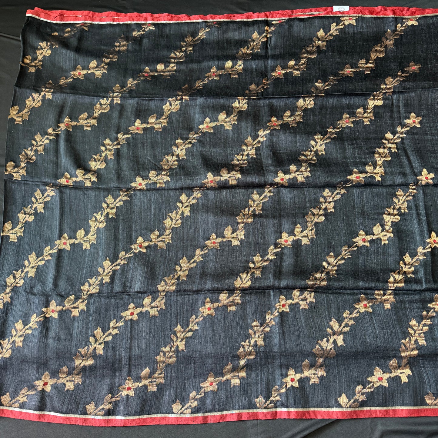 Nishakusum: Black Handwoven Matka Silk Saree