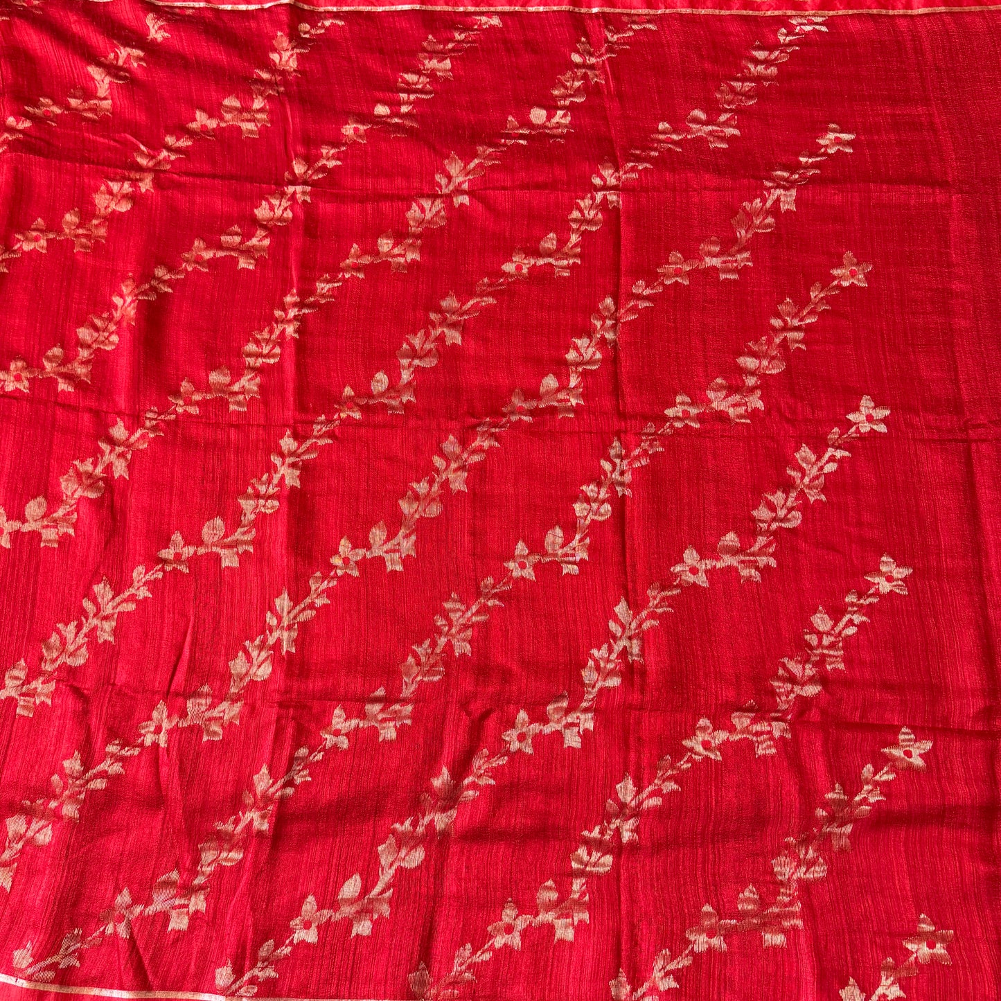 Raktakamal: Red Handwoven Matka Silk Saree
