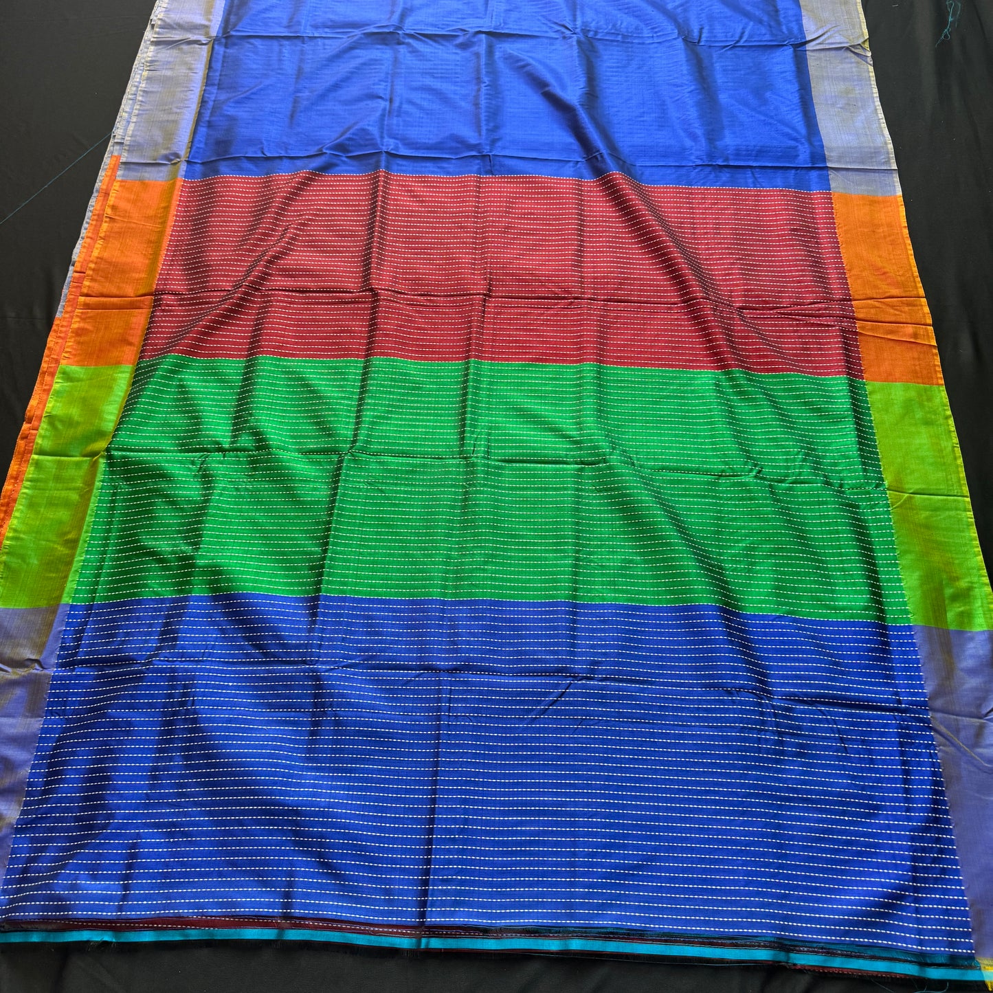 Rangrekha: Multicolored Katan Silk Saree