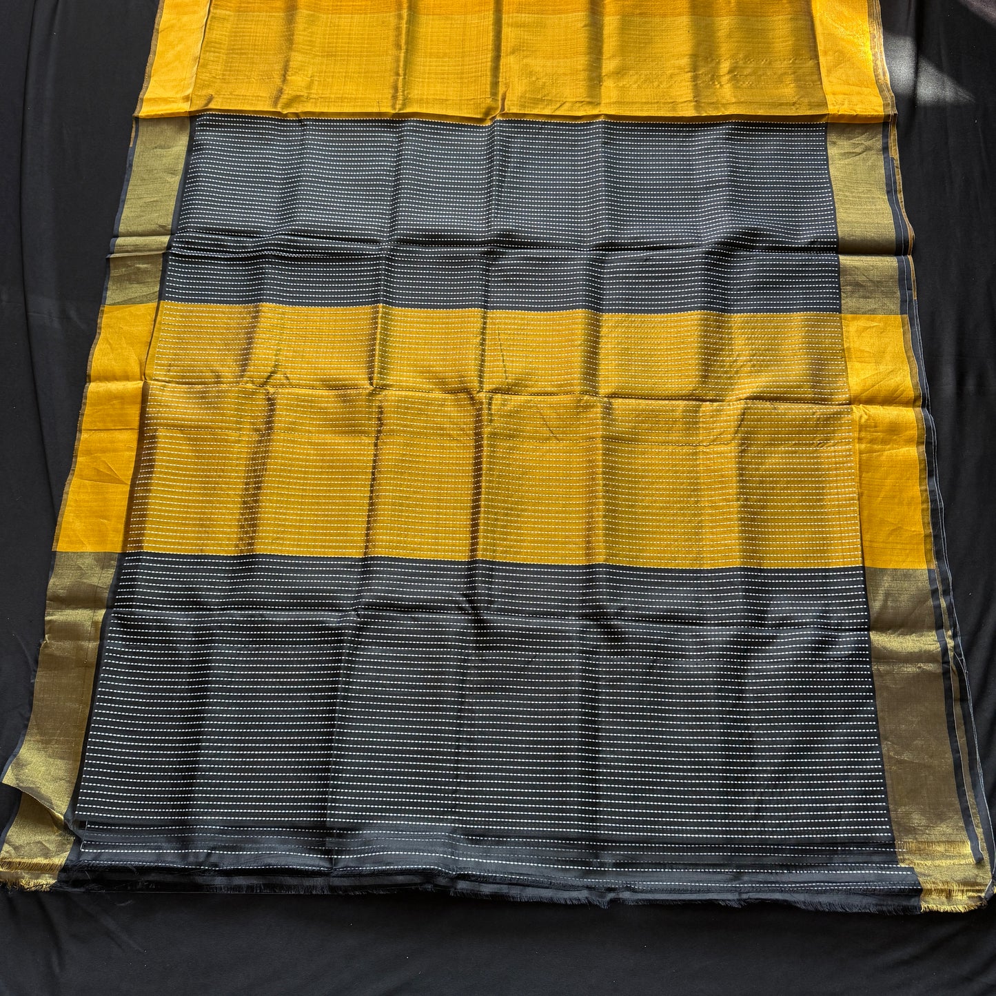 Holud Raat: Yellow and Black Katan Silk Saree