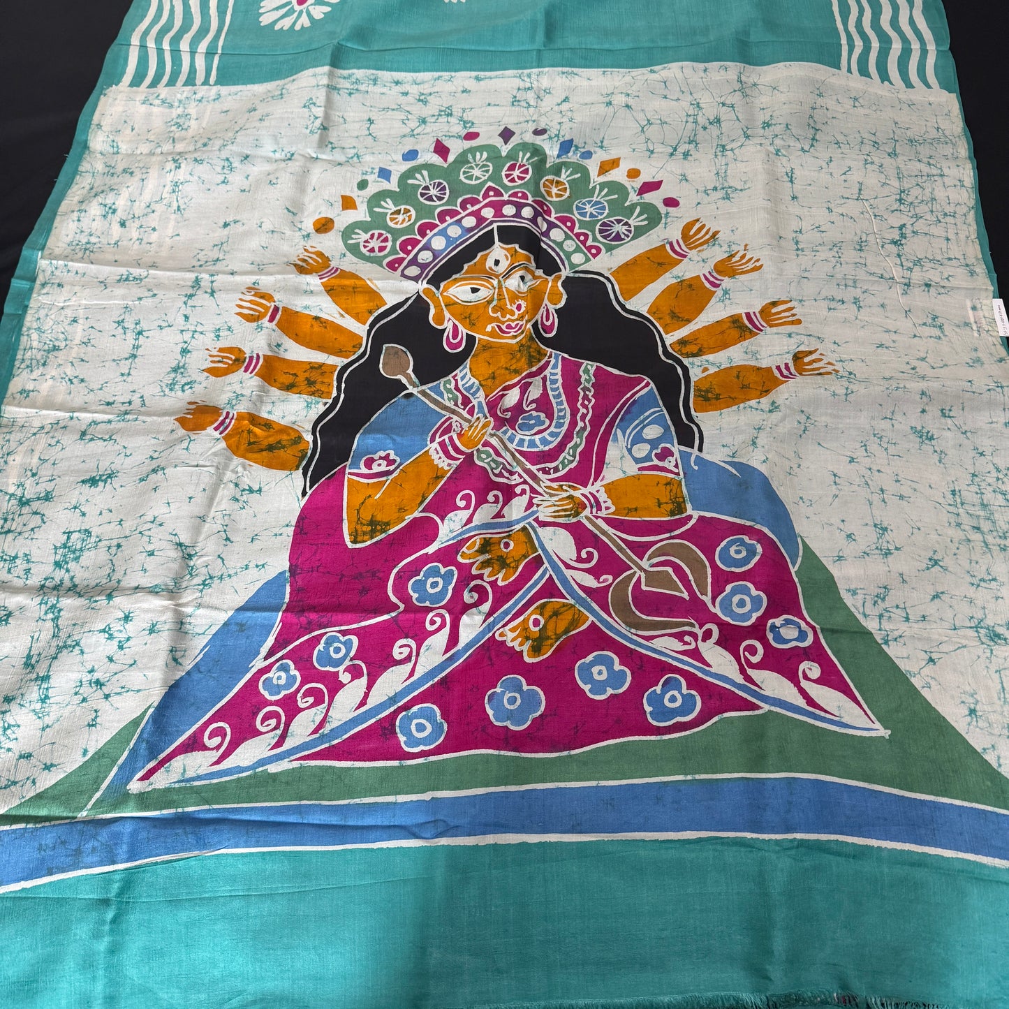 Durga Batik: Green Silk Batik Saree