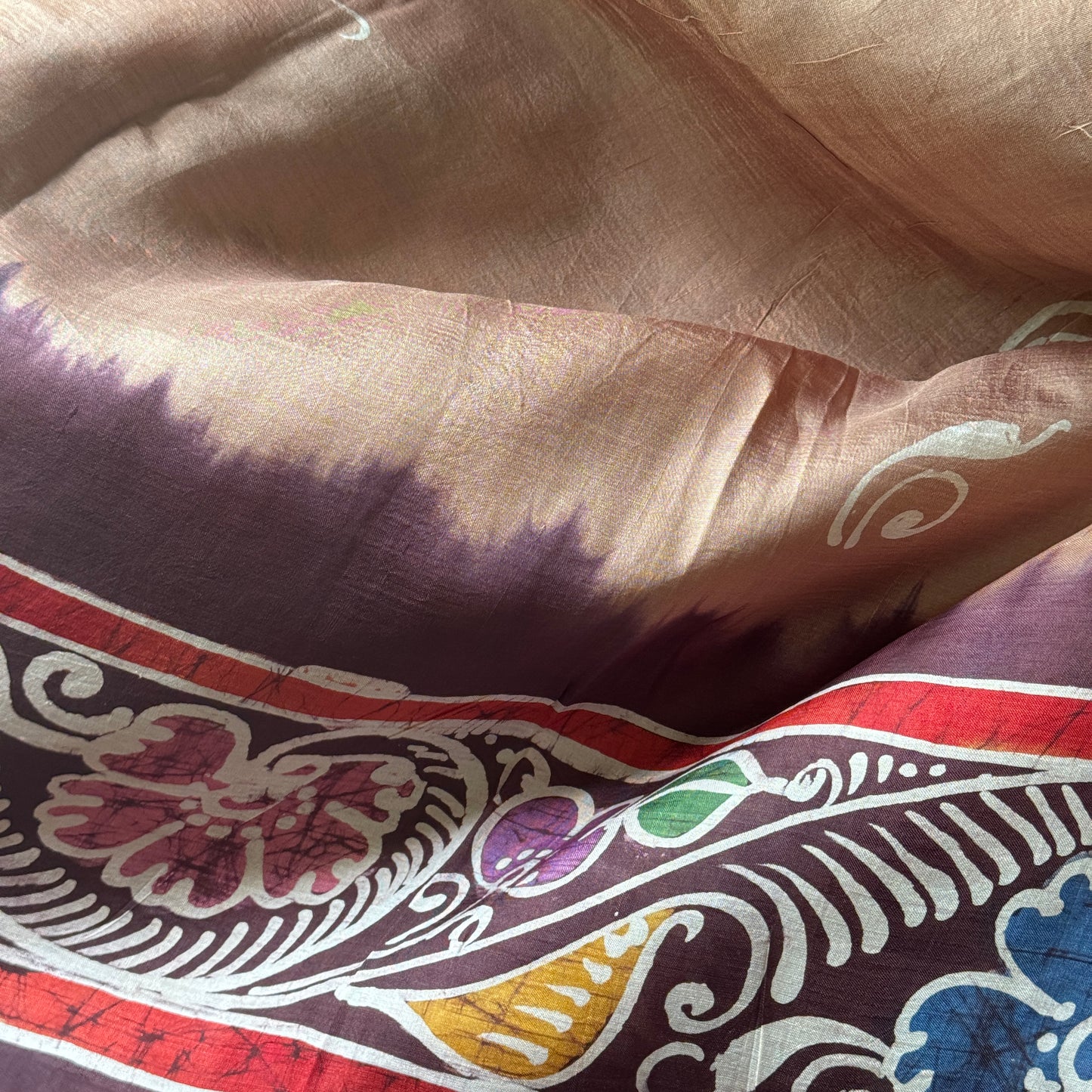 Aranya Durga: Brown Silk Handpainted Saree