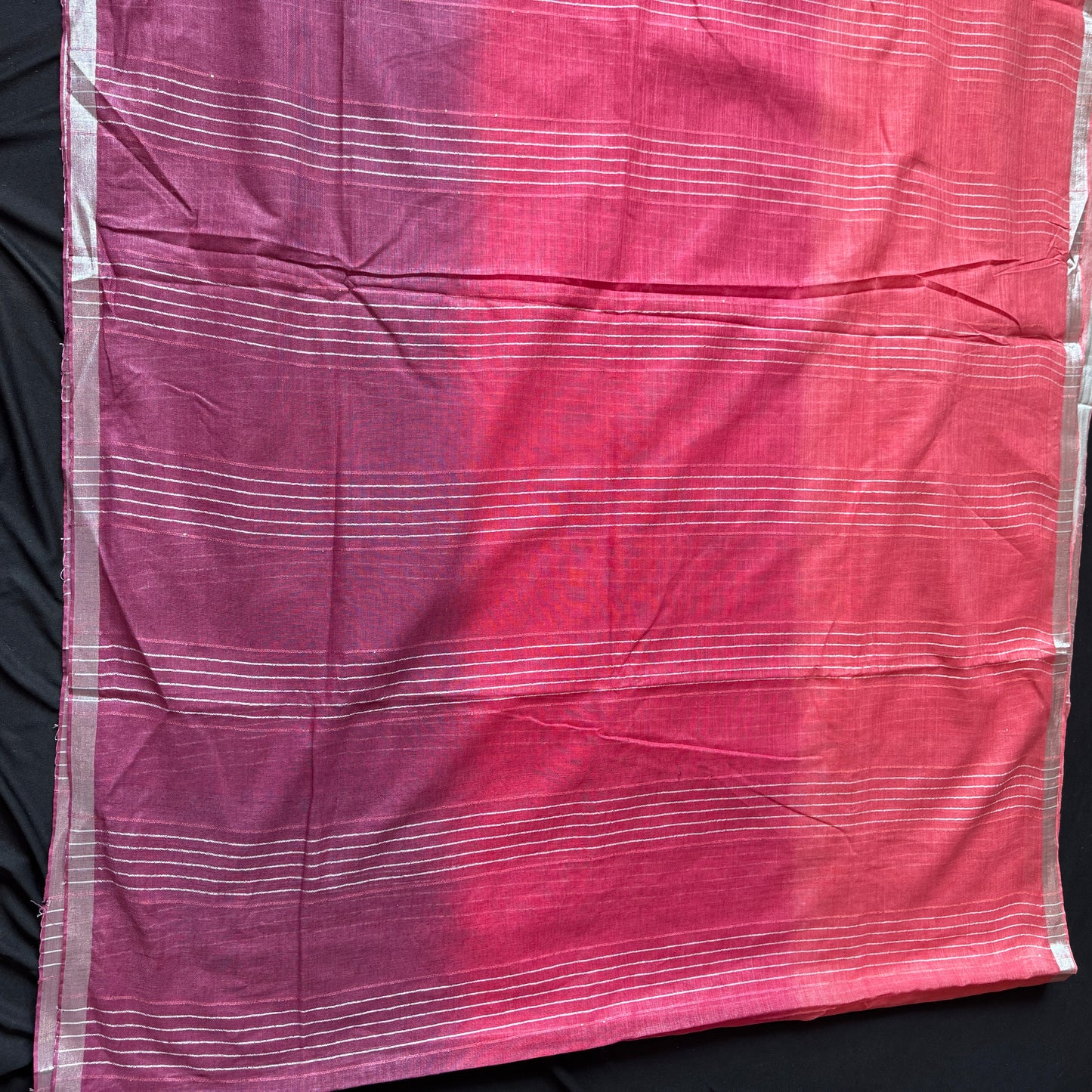 Rose Garden: Pink Ombre Linen Saree with Sequins