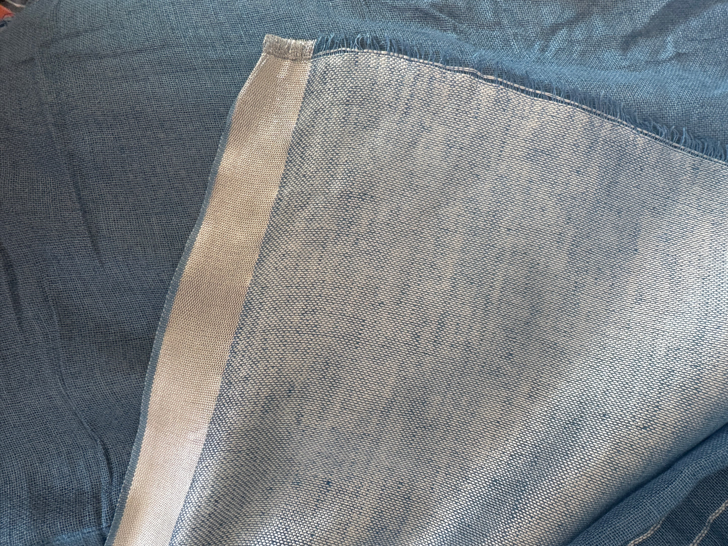 Ocean Mist: Ombre Blue Pure Linen Saree with Sequins