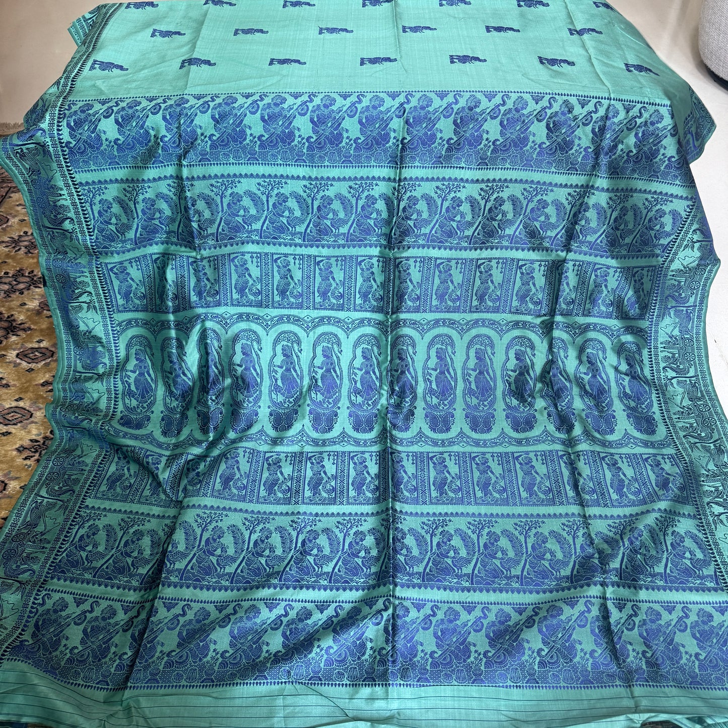 Amrita: Green Handwoven Katan Silk Baluchari Saree