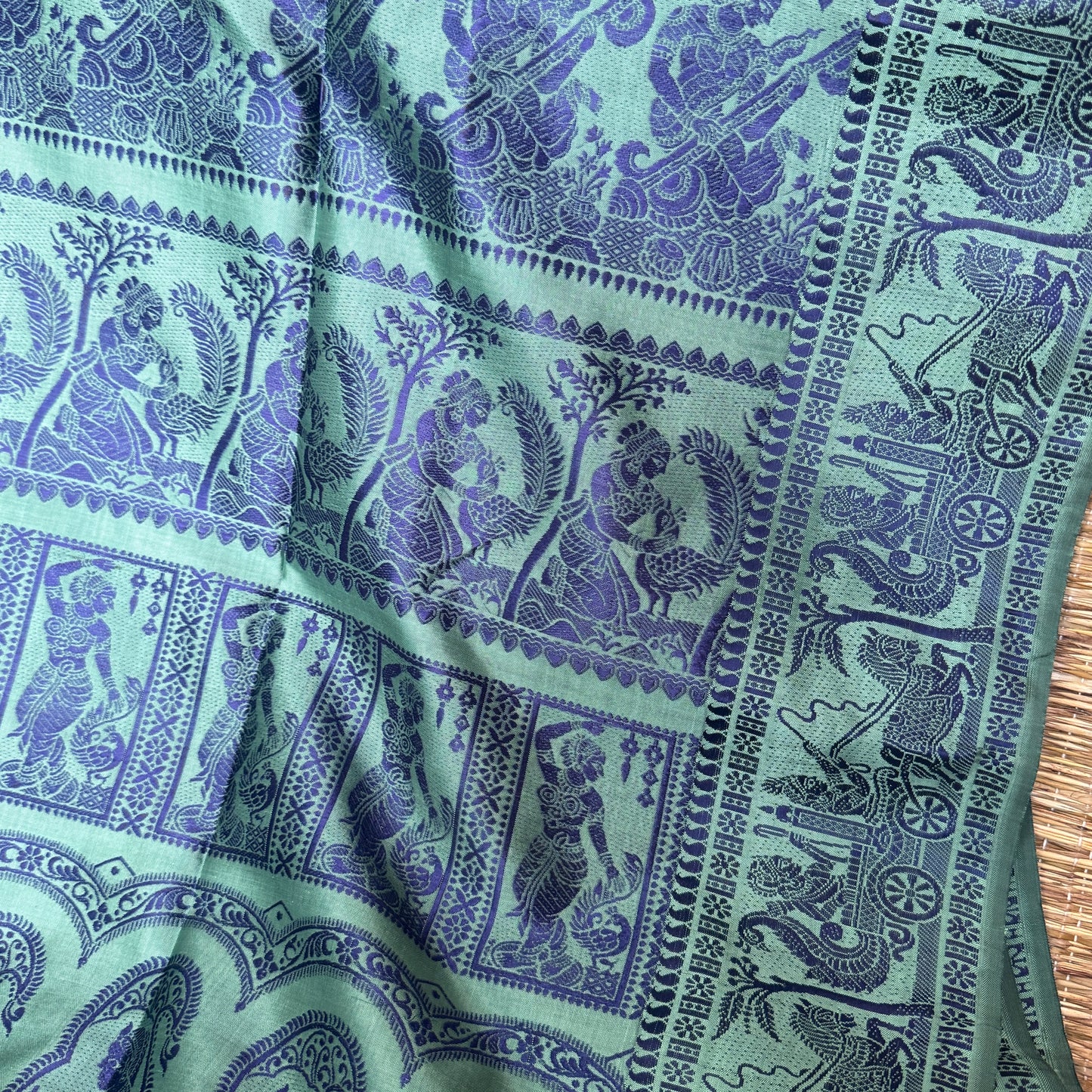 Amrita: Green Handwoven Katan Silk Baluchari Saree