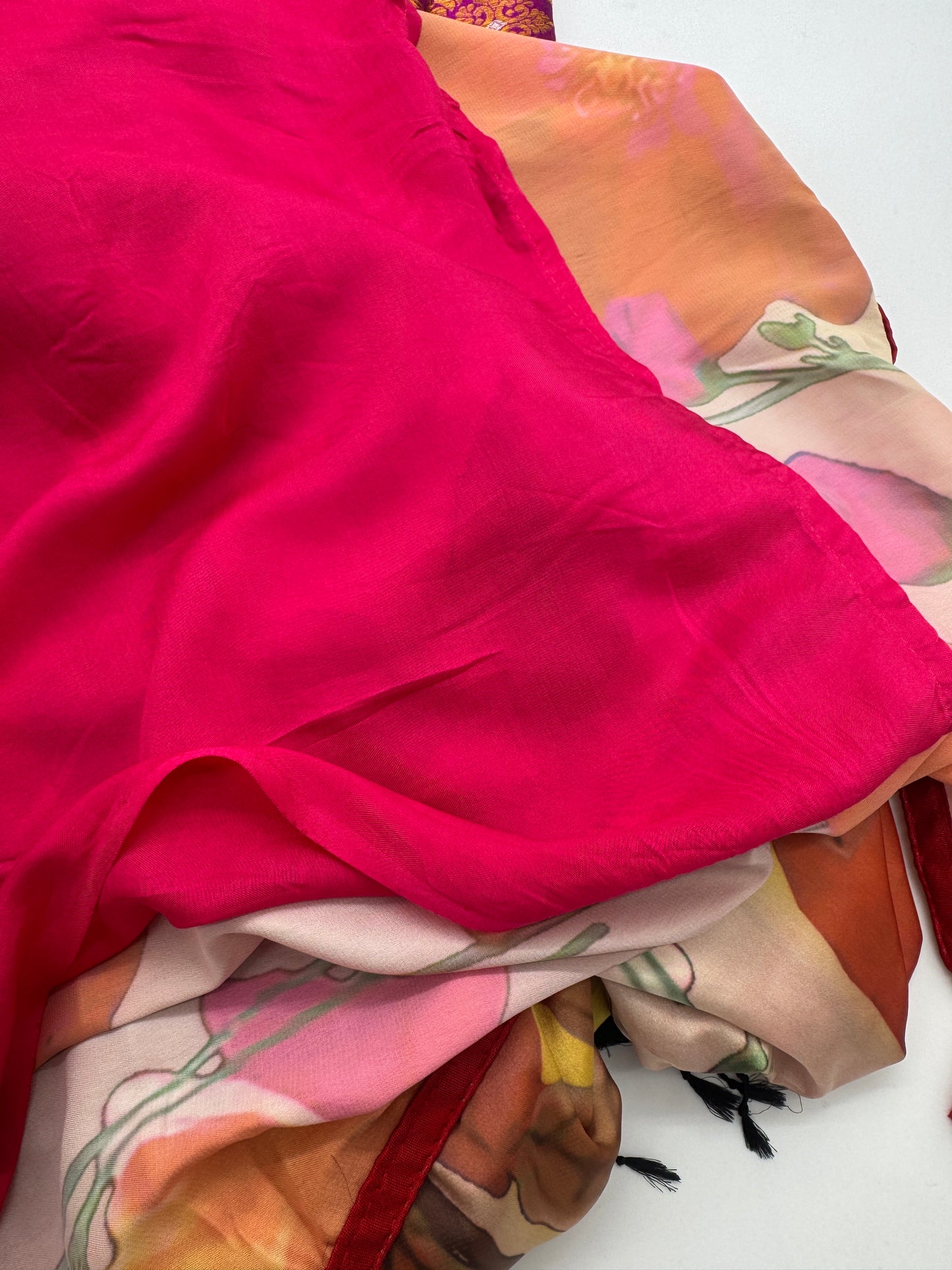 Wild Rose: Yellow Floral Satin Saree