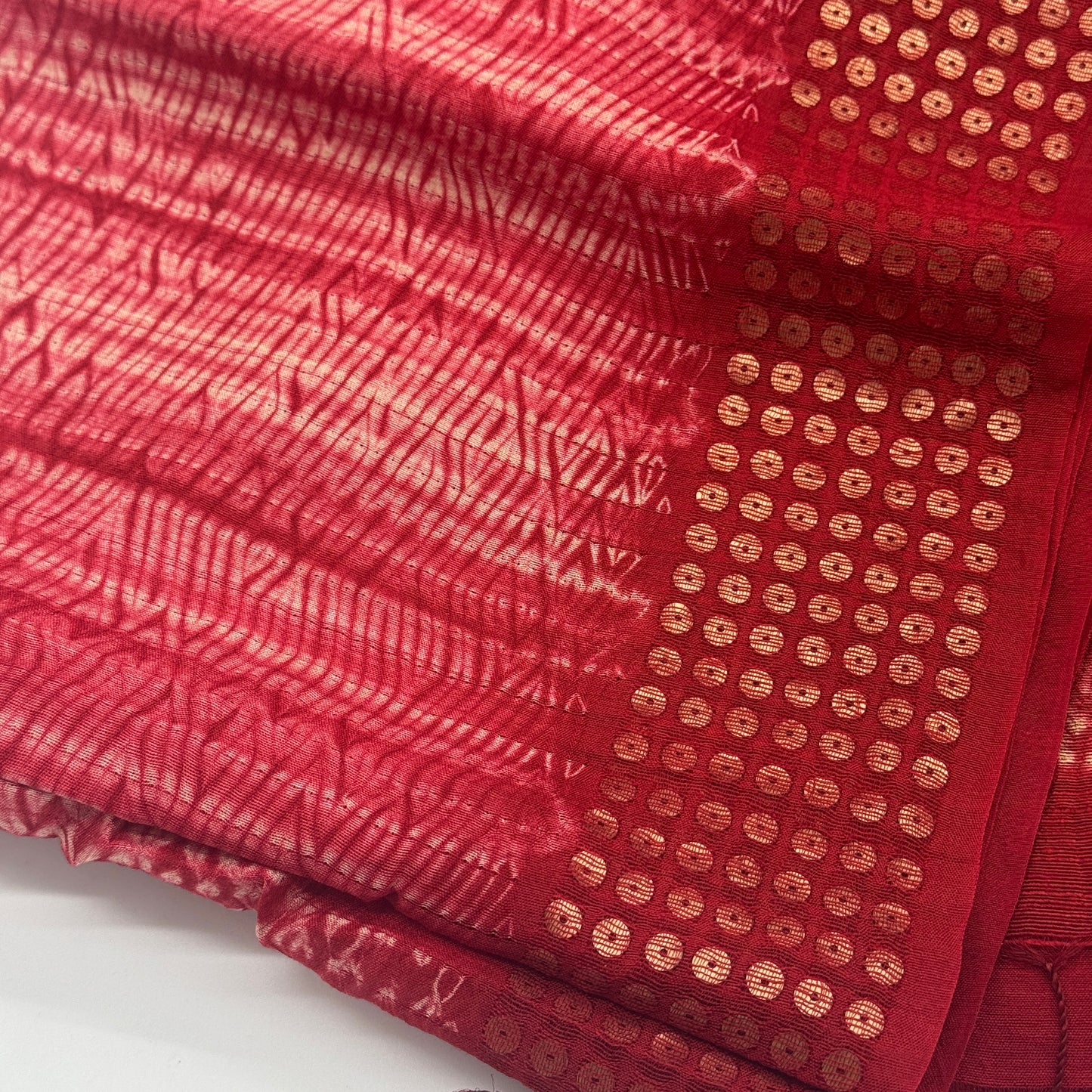 Rudrapriya: Red Matka Silk Saree with Shibori Dye and Sequins