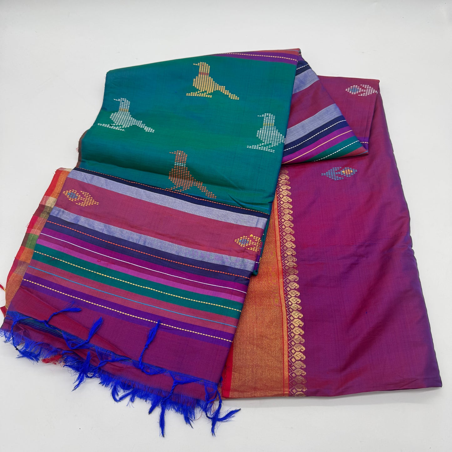 Anusha: Purple Handwoven Katan Silk Saree