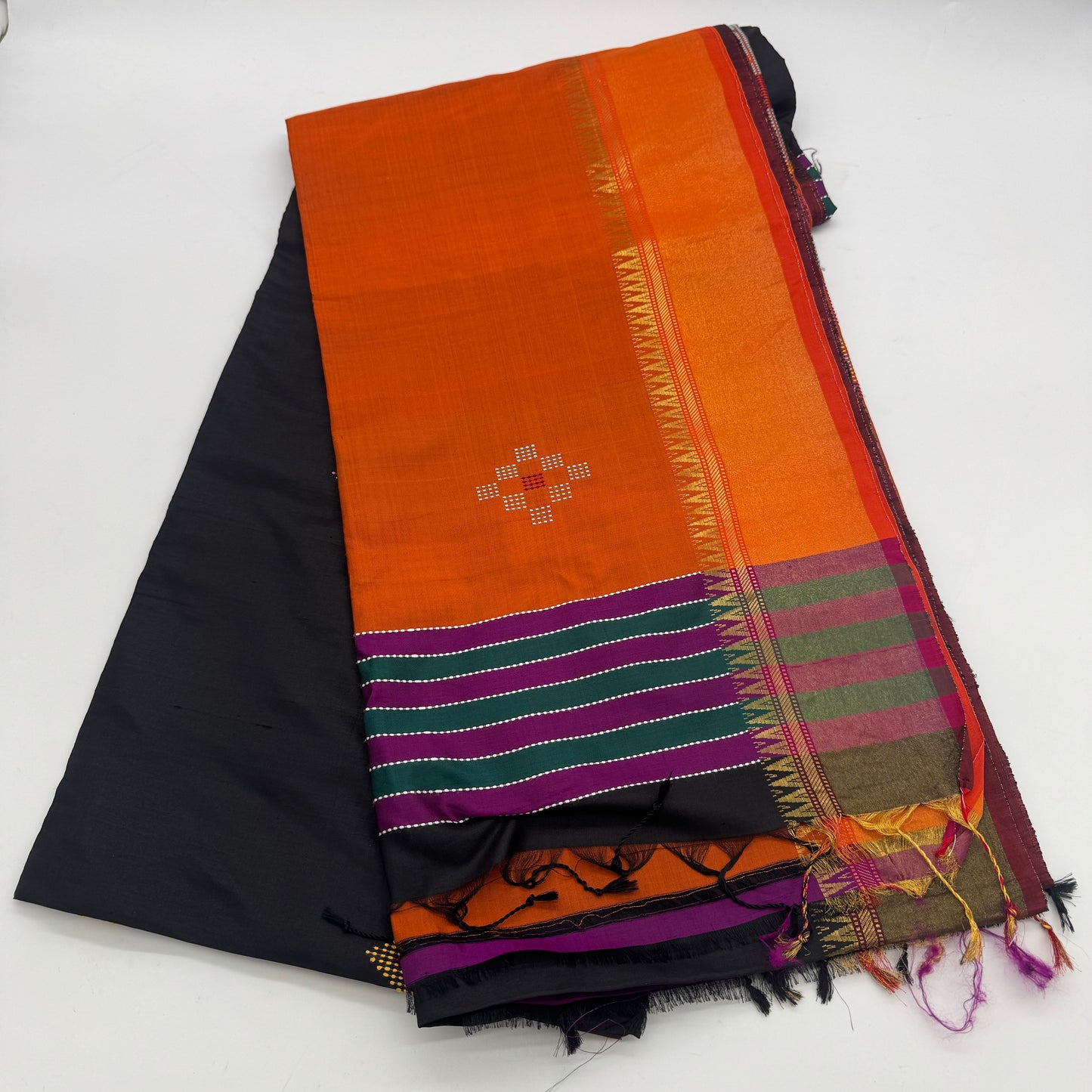 Alisha: Black Handwoven Katan Silk Saree