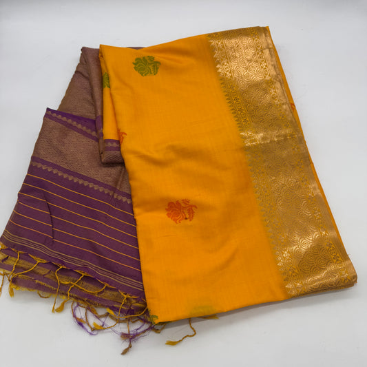Urvashi: Yellow Katan Silk Saree