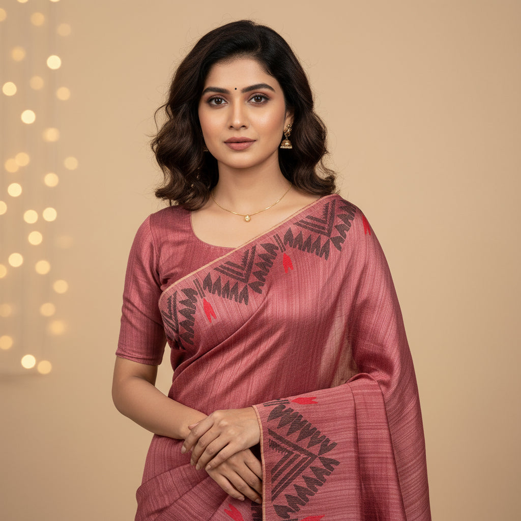 Sienna: Rust Handwoven Matka Silk Saree with Transucent Muslin Pallu