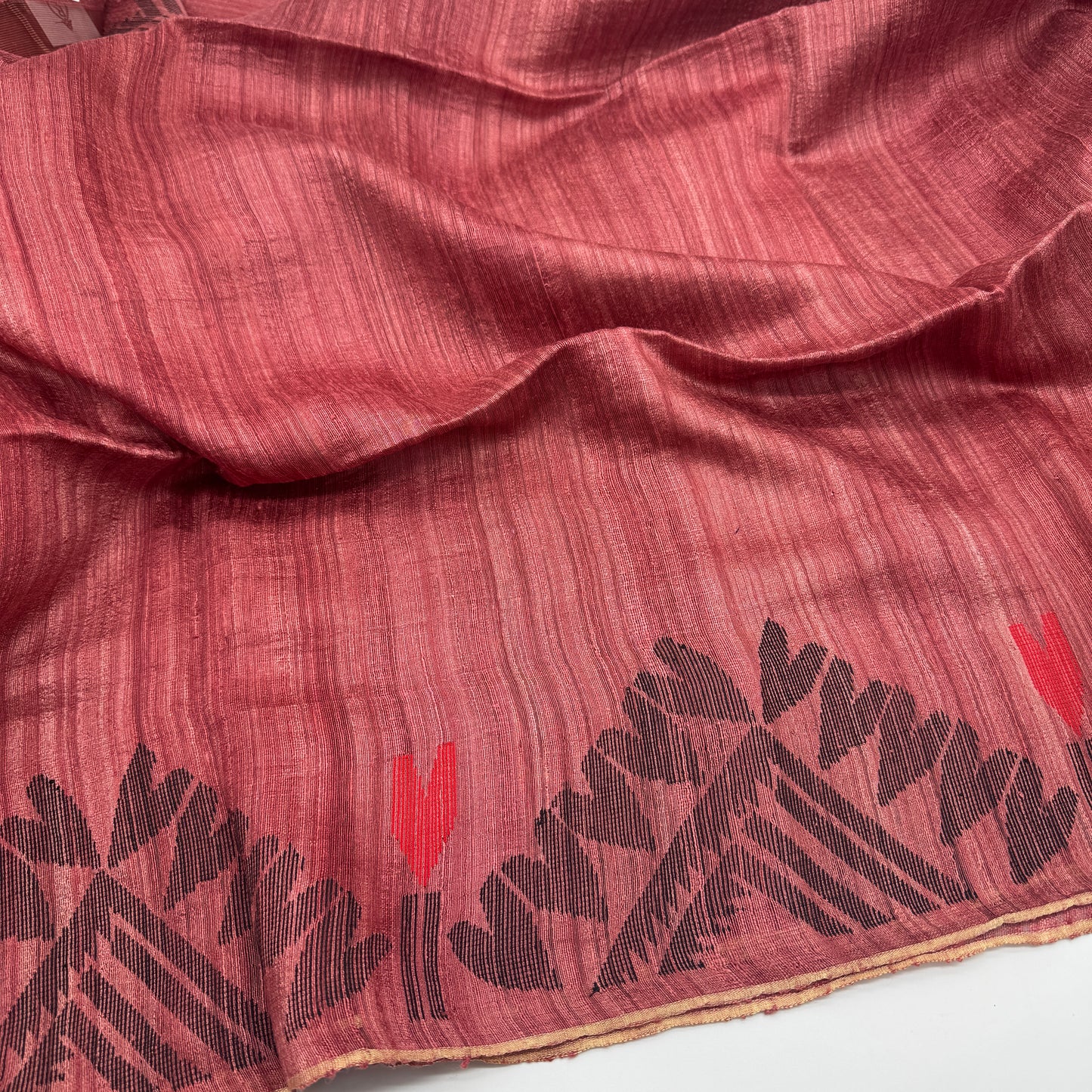 Sienna: Rust Handwoven Matka Silk Saree with Transucent Muslin Pallu