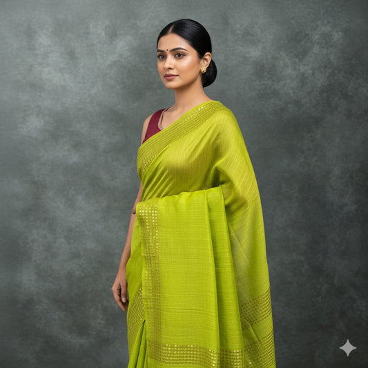 Haritala: Green Tussar Silk Saree with Sequins