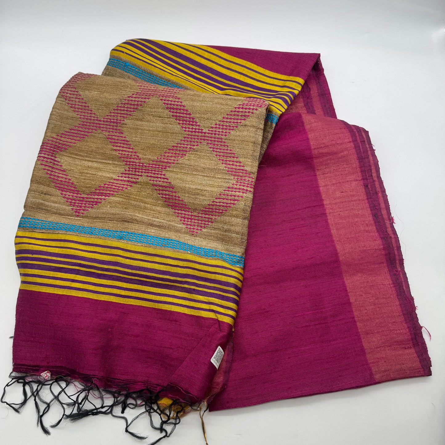 Dusky Petals: Magenta Ghicha Silk Saree