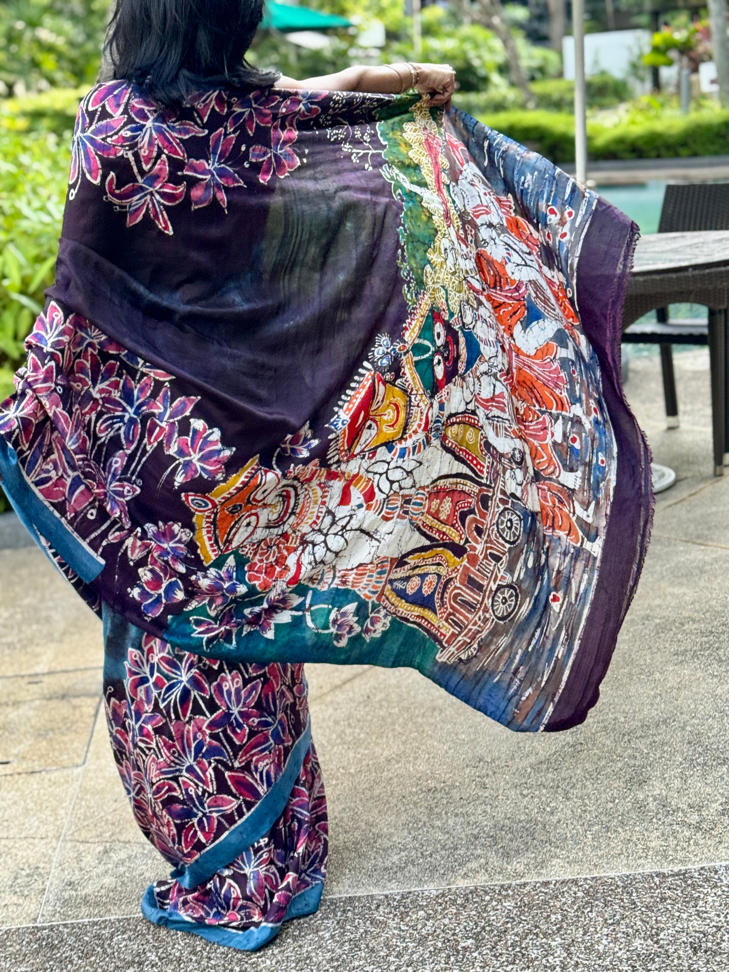 Rath Yatra: Navy Batik Silk Saree